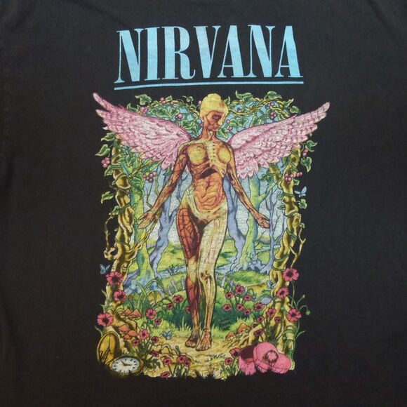 Nirvana T-Shirt In Utero Album Men XL Black Colorful Angel Rock Band Grunge - Picture 4 of 11